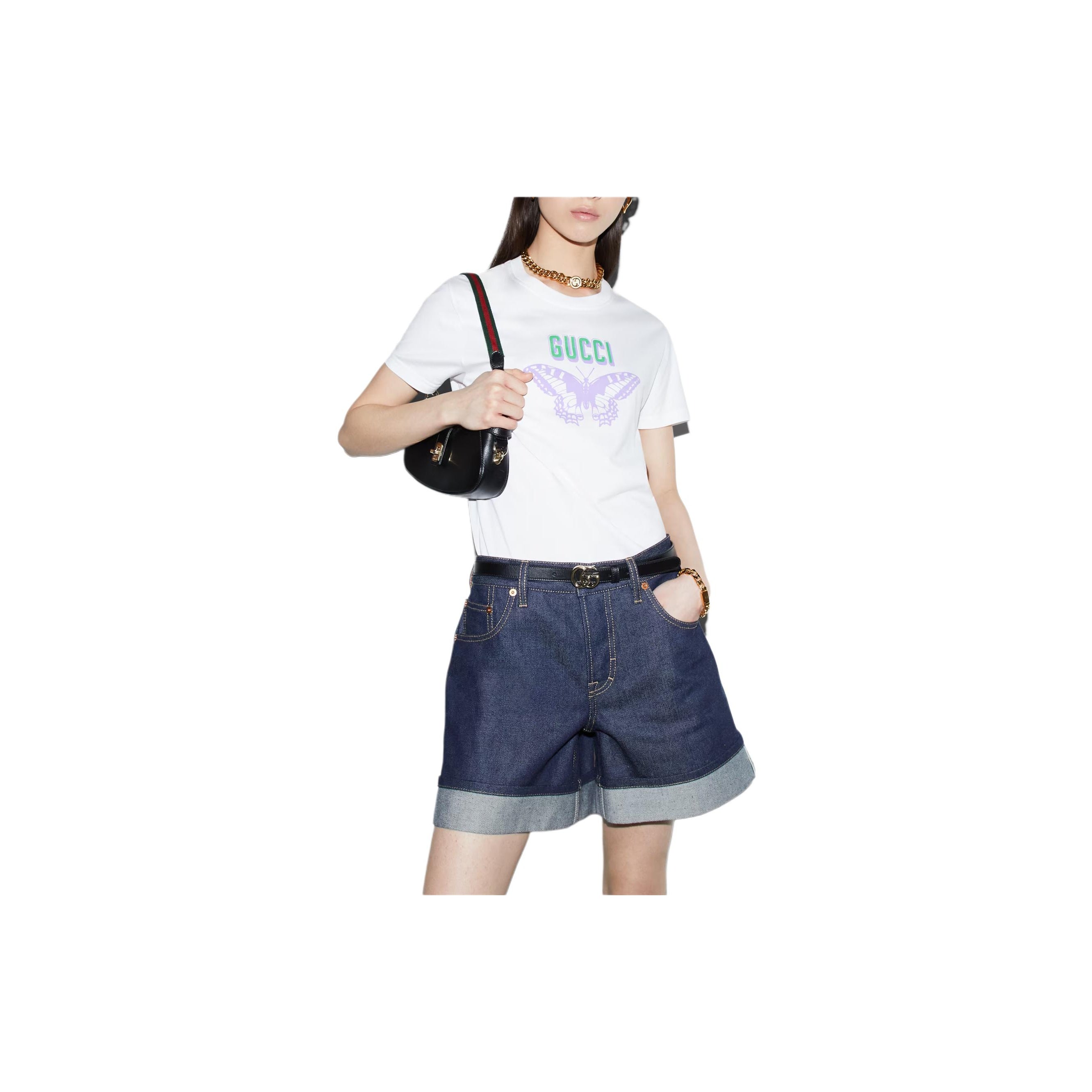 GUCCI Kaos Logo Seri Huruf, Unisex, COD '"   G-89