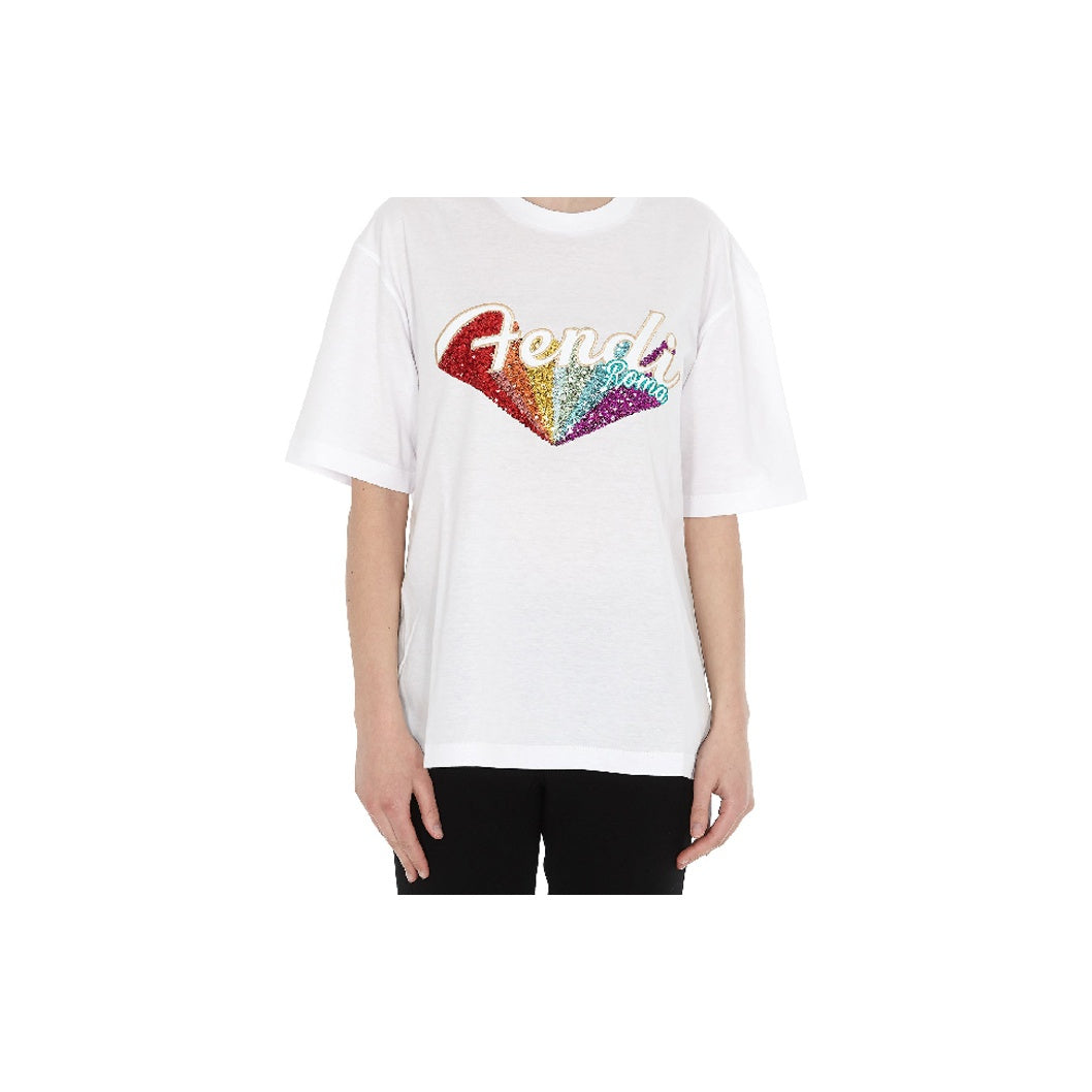 Kaos Pendek FENDI dengan Motif Gambar/Cetak, Cocok untuk Pria dan WanitaF-31