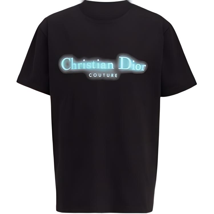 Kaos Pendek DIOR dengan Motif Gambar/Cetak, Cocok untuk Pria dan Wanita  -D-09