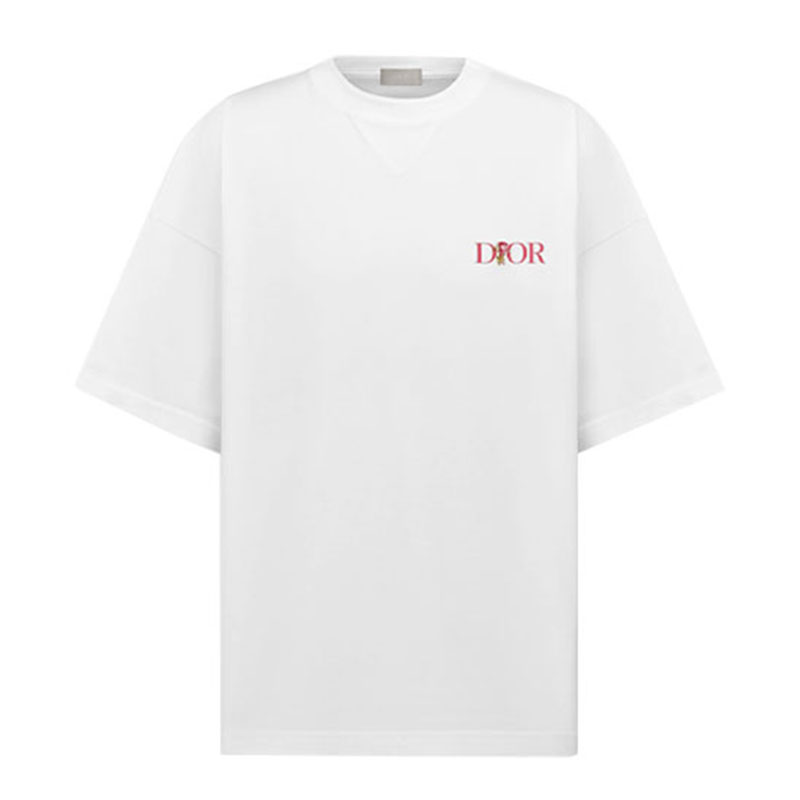 Kaos Pendek DIOR dengan Motif Gambar/Cetak, Cocok untuk Pria dan Wanita  -D-21