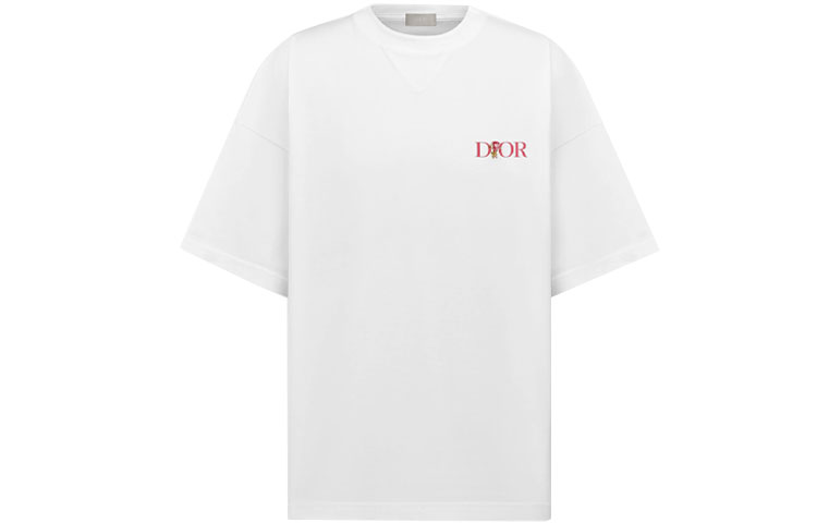 Kaos Pendek DIOR dengan Motif Gambar/Cetak, Cocok untuk Pria dan Wanita  -D-21