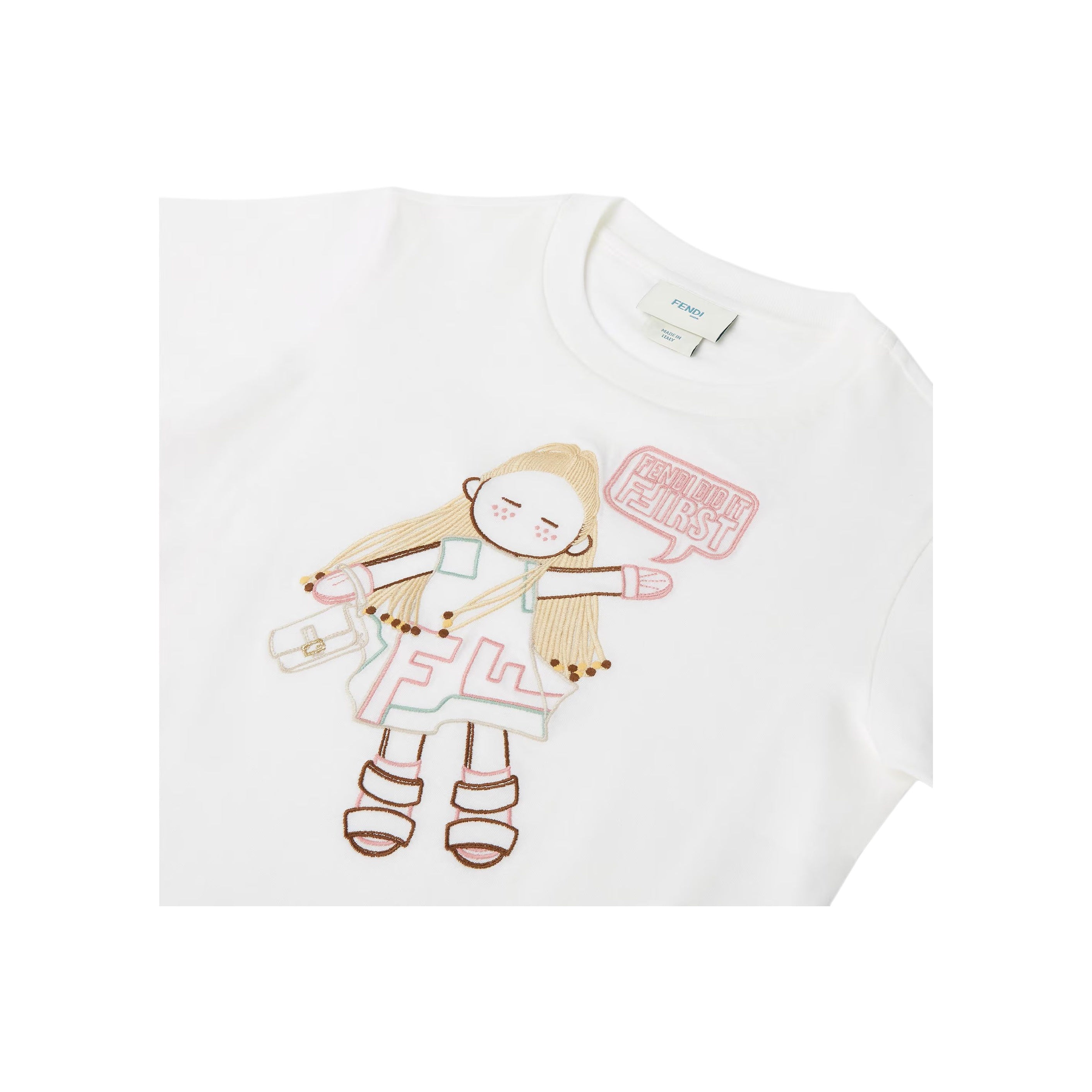 Kaos Pendek FENDI dengan Motif Gambar/Cetak, Cocok untuk Pria dan WanitaF-44