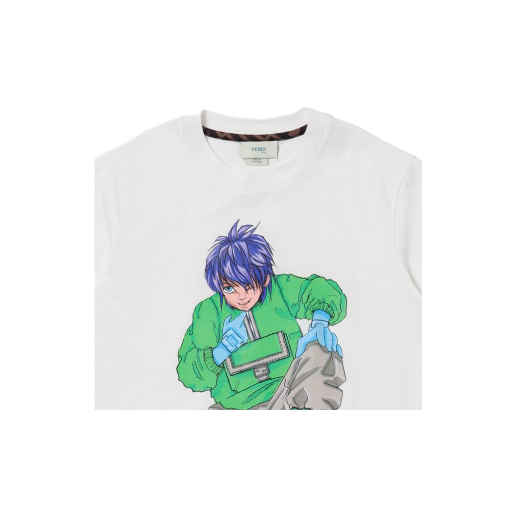 Kaos Pendek FENDI dengan Motif Gambar/Cetak, Cocok untuk Pria dan WanitaF-42