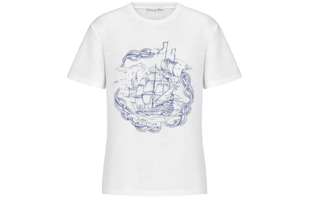 Kaos Pendek DIOR dengan Motif Gambar/Cetak, Cocok untuk Pria dan Wanita  -D-20