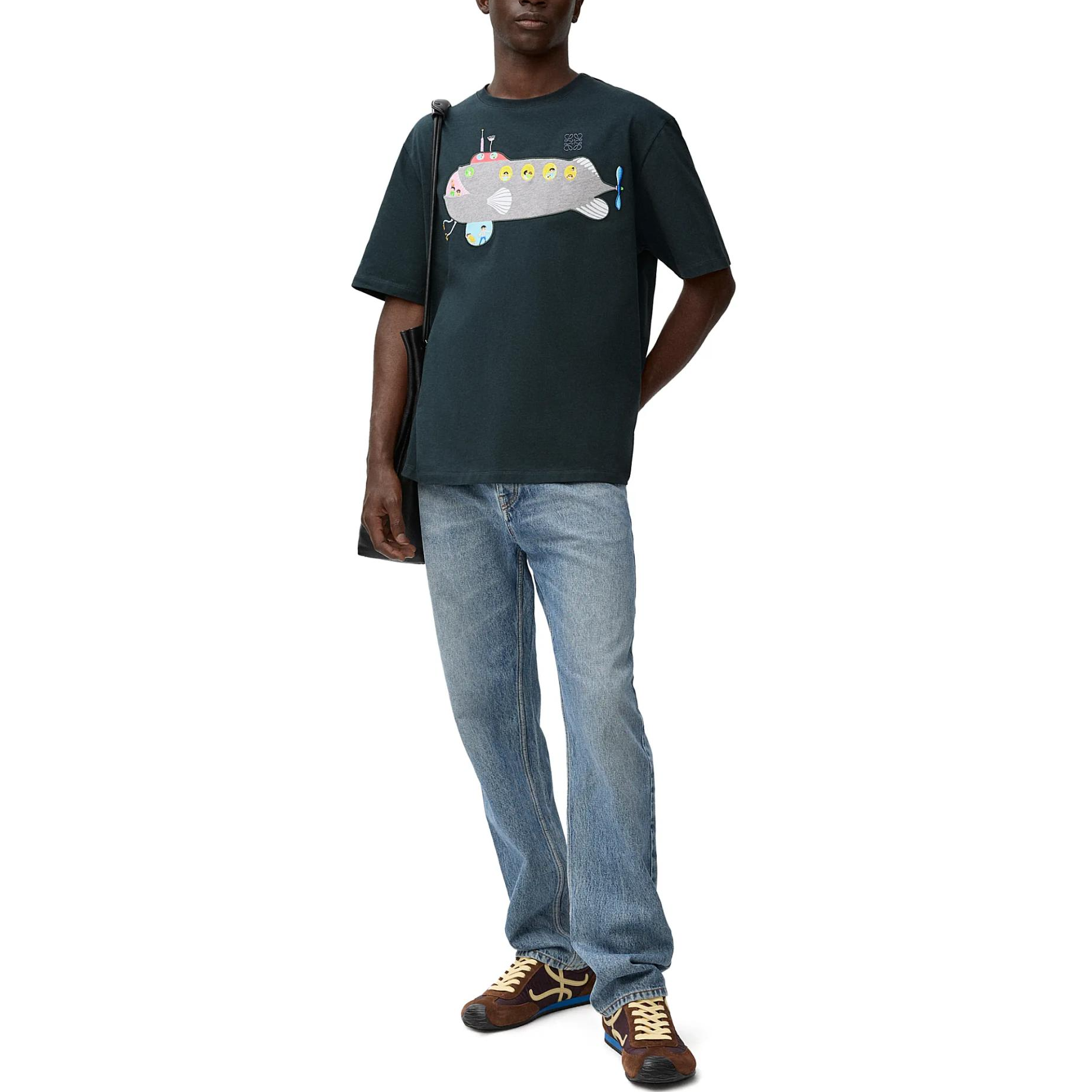 Kaos Pendek LOEWE dengan Motif Gambar/Cetak, Cocok untuk Pria dan Wanita -LE-07