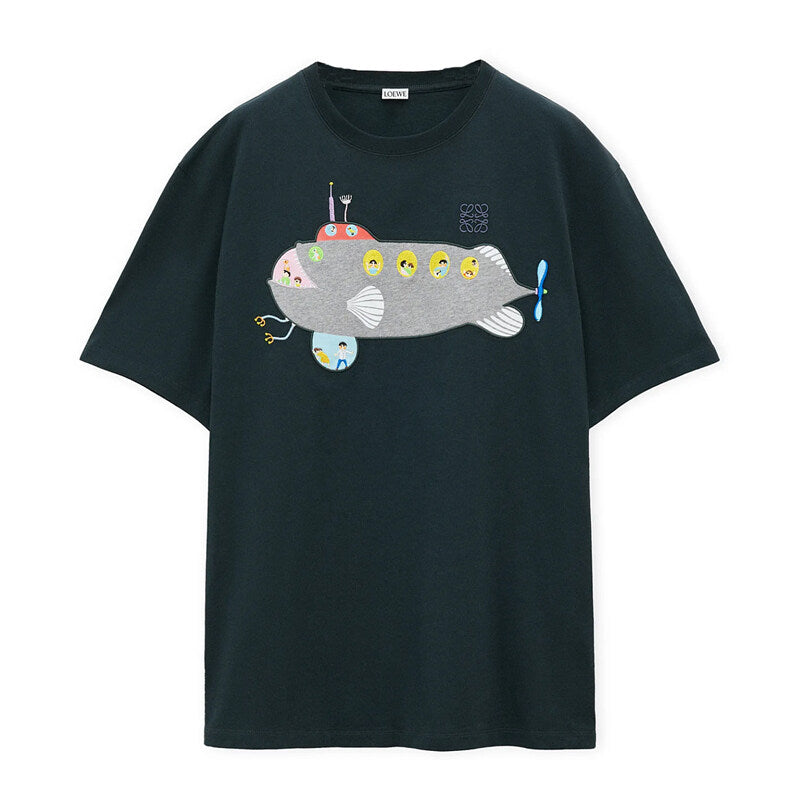 Kaos Pendek LOEWE dengan Motif Gambar/Cetak, Cocok untuk Pria dan Wanita -LE-07