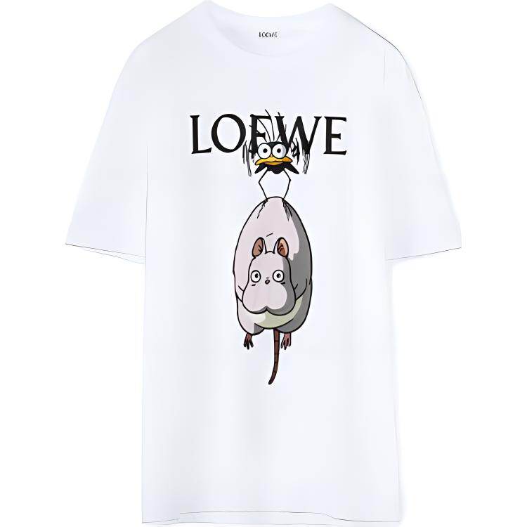 Kaos Pendek LOEWE dengan Motif Gambar/Cetak, Cocok untuk Pria dan Wanita -LE-11