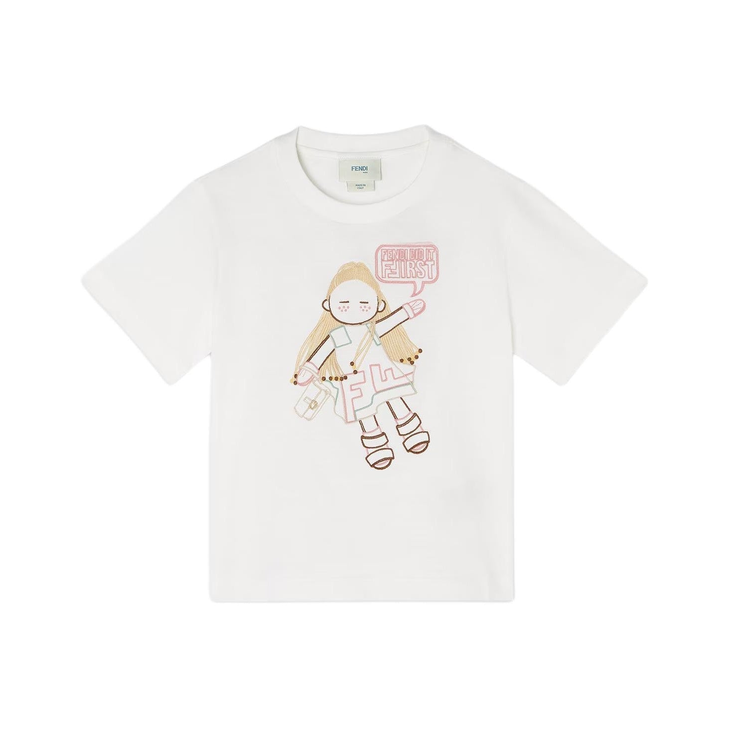 Kaos Pendek FENDI dengan Motif Gambar/Cetak, Cocok untuk Pria dan WanitaF-44