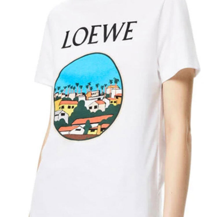Kaos Pendek LOEWE dengan Motif Gambar/Cetak, Cocok untuk Pria dan Wanita -LE-02